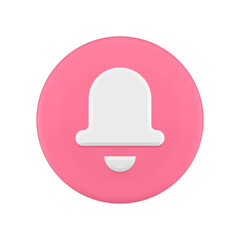Poster - Ring bell notification alert pink circle button mobile interface reminder 3d icon realistic vector