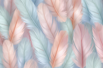 Poster - A minimalist feather background pattern texture with a subtle watercolor effect, Generative AI technology.