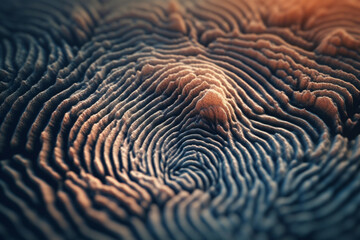 Leinwandbilder - A digitally manipulated fingerprint image, with distorted and surreal elements, creating an otherworldly and thought-provoking visual.  Generative AI technology.