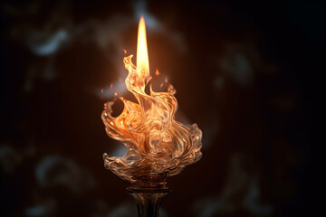 Poster - A macro photograph of a candle flame, capturing the intricate details and delicate movement of the flickering fire.  Generative AI technology.