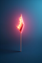 Poster - An illustration of a flame-shaped arrow pointing upwards, symbolizing ambition, motivation, and the desire for personal growth. Generative AI technology.