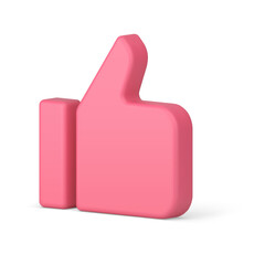 Poster - Cool thumb up luck success confirmation pink isometric 3d icon realistic vector illustration