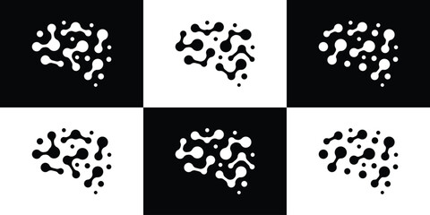 Wall Mural - logo design brain technology modern connection icon vector illustration