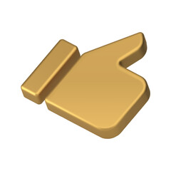 Poster - Golden thumb up cool luck success positive decision displaced 3d icon realistic vector illustration