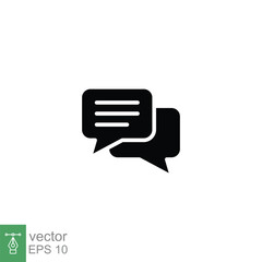 Wall Mural - Comment icon. Simple solid style. Speech bubble, chat, talk, message, speak, dialog, communication concept. Black silhouette, glyph symbol. Vector illustration isolated on white background. EPS 10.