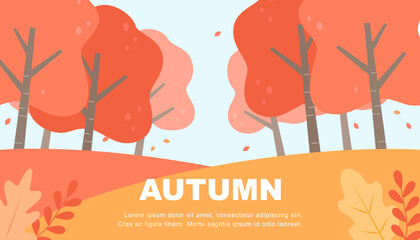 Autumn template background with maple trees.