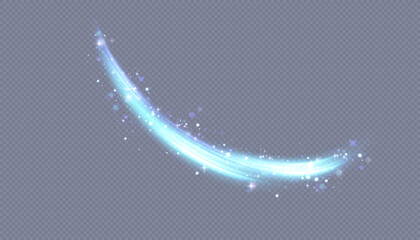 Fototapete - Abstract light speed motion effect, blue light trail. Vector Illustration