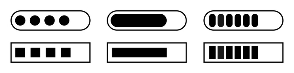 Fototapete - Loading bar black icons set. Progress bar loading for design and applications. Vector illustration isolated on white background.
