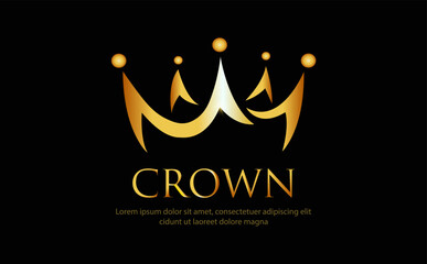 Crown banner concept. Symbol of power and might, monarchy and government, kingdom. Aesthetics and elegance. Logotype and emblem for company or organization. Cartoon flat vector illustration