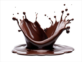 Chocolate splash. Isolated element on a transparent background. Generative AI.