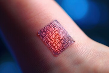 nanotechnology in health sector depicted by a medical patch applied on skin, a symbol of approaching