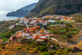 Fototapeta Uliczki - Aerial view of the town of Agulo in La Gomera, Canary Islands