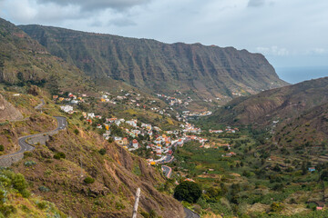 Wall Mural - Views from the mirador in the village of Hermigua in the north of La Gomera, Canary Islands