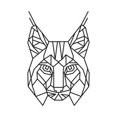 Polygonal Lynx. Geometric line animal. Vector illustration.