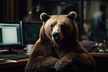 brown bear in the office, generative ai