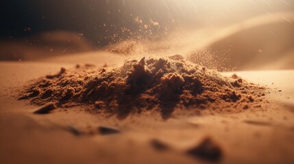 Wall Mural - a pile of dirt sitting on top of a sandy beach. generative ai