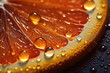 closeup of waterdrops on orange, ai generated