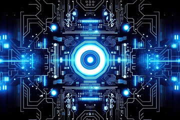 Poster - Artificial intelligence and humanoid head with neural network, quantum computing, advanced robotics, and brain-computer interfaces. Technology background concept. (Generative AI)