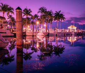 Wall Mural - night view marina sunrise beautiful colors miami 