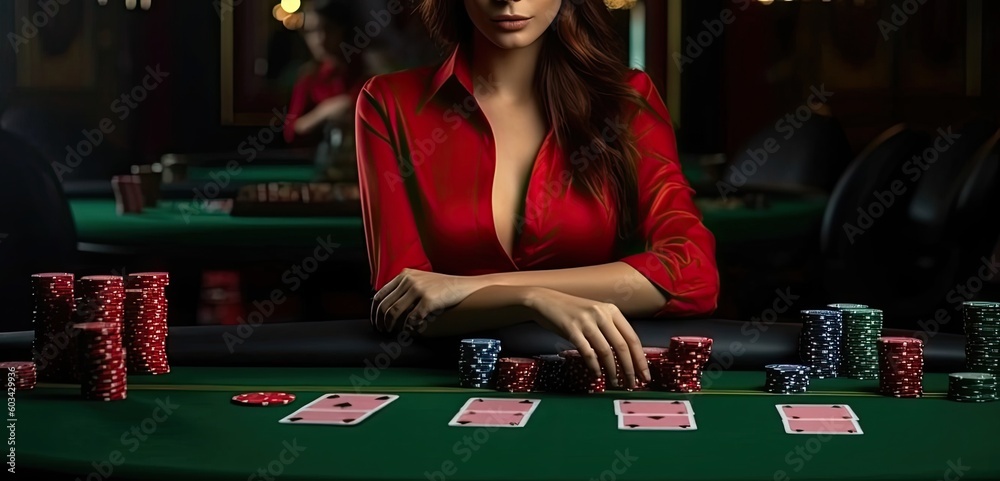 Banner of Lady Gambling Design Generative AI