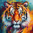 Colorful painting of a tiger