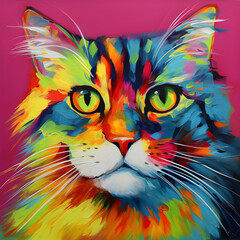  Colorful painting of a cat