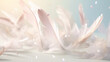 © Moon Project - White feathers falling on a solid background of pastel shades. Image generated by AI.