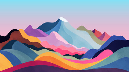 Landscape with colorful mountains