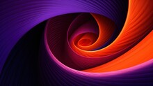  A Computer Generated Image Of An Orange And Purple Spiral Design On A Black Background With A Red Center And A Purple Center In The Center.  Generative Ai