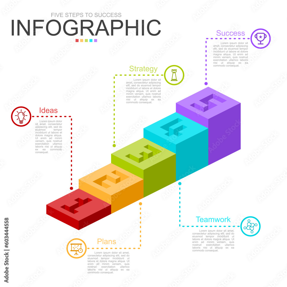 vector infographic 5 steps to success design template with 6 steps ...