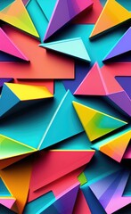 Aufkleber - Bright geometric 3d abstract shapes background.