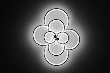 Wall Mural - Luminous LED lamp on the ceiling. Bottom view.