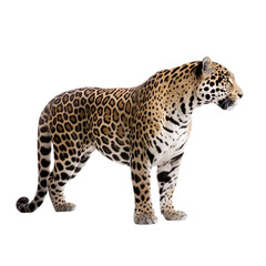 Wall Mural - Side view of animal Jaguar standing on a transparent background, Generative ai