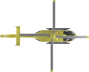 Wall Mural - Top view of yellow helicopter