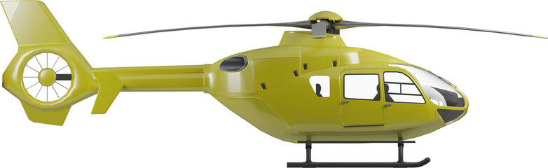 Wall Mural - Side view of yellow helicopter