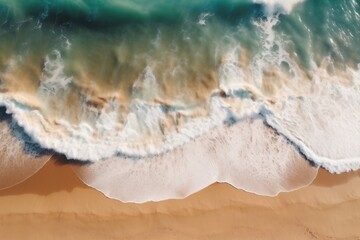 beach wave ocean shore summer vacation sand sea nature water. Generative AI.