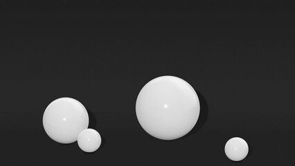 Poster - Black abstract background with white spheres. Minimal modern seamless motion design. Abstract loop animation
