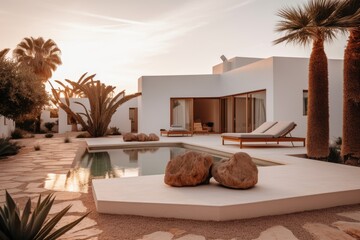 Wall Mural - Illustration of a modern house - Mediterranean  - Created with Generative ai