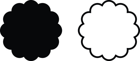 Poster - Scalloped circle shape set vector in two styles isolated on white background