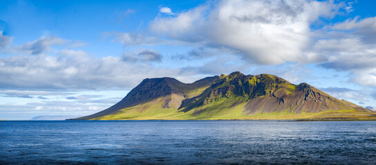 Wonderful Icelandic coastal mountains in the summer, Snaefellsnes peninsula, Iceland