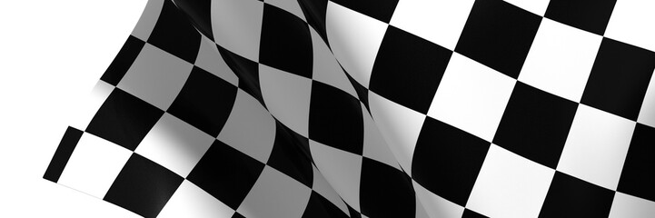 Aufkleber - Wavy racing checkered flag with diagonal folds. Realistic 3d render
