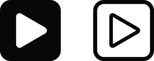 Poster - square play button icon set vector. video button icon