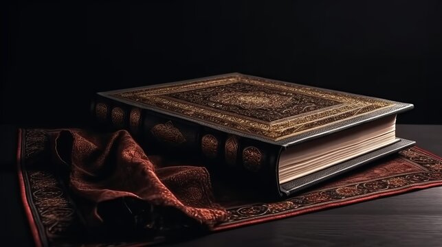 Quran holy book on dark background