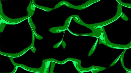 Poster - Black background with neon stripes. Design. Green and white floating stripes made in cartoon abstraction that twitch.