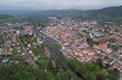 Susice,Czech republic, Aerial panorama cityscape of Susice town, Sumava region,aerial panorama landscape view