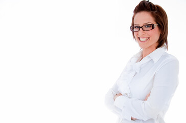 portrait of young business woman on isolated background