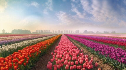 Poster - tulip farm field, generative ai