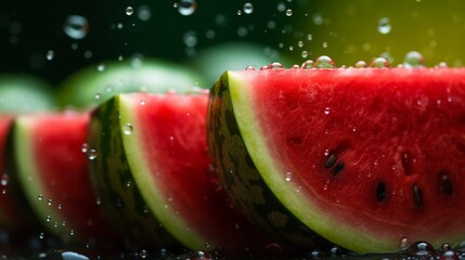 Canvas Print - Slices of watermelons on cutting board. Ai Generative