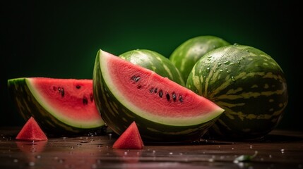 Canvas Print - Slices of watermelons on cutting board. Ai Generative