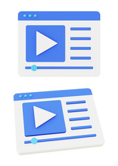 Wall Mural - 3d illustration icon of blue video streaming